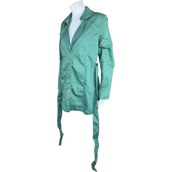 DG2 Diane Gilman Green Trench Jacket XS NWT Belted Cotton Blend 30th Anniversary - Picture 4 of 13